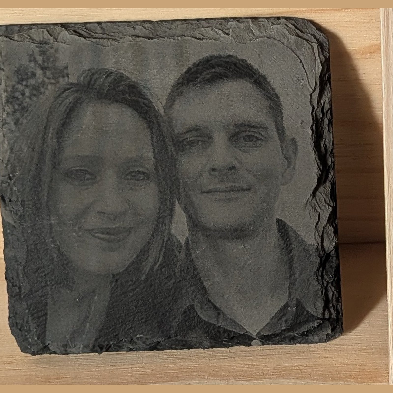 Dessous de verre carré gravé avec une photo